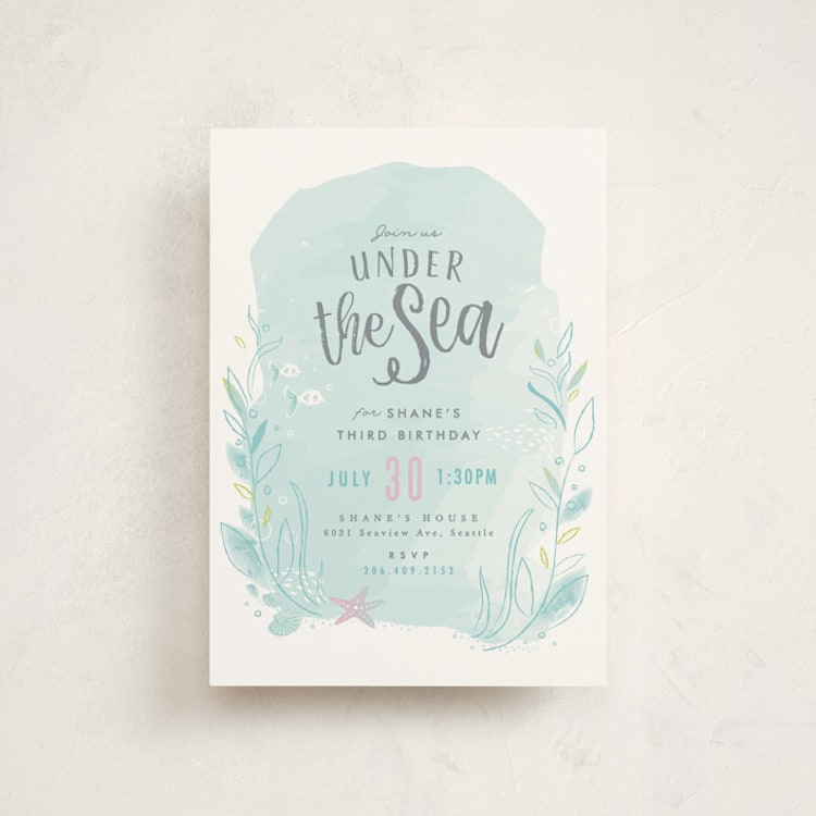 "Under The Sea" - Children's Birthday Party Invitations in Pond by Karidy Walker - Front