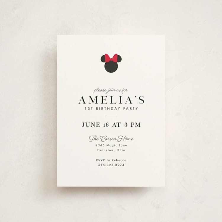"Disney Simply Minnie Birthday" - Children's Birthday Party Invitations in Strawberry by Julee London - Front