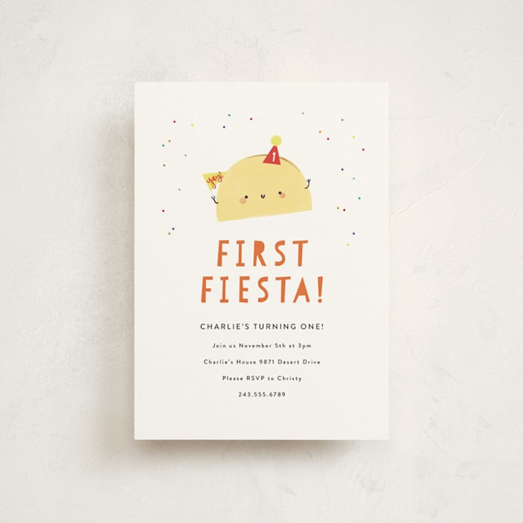 "1st Fiesta" - Children's Birthday Party Invitations in Spicy by Itsy Belle Studio - Front