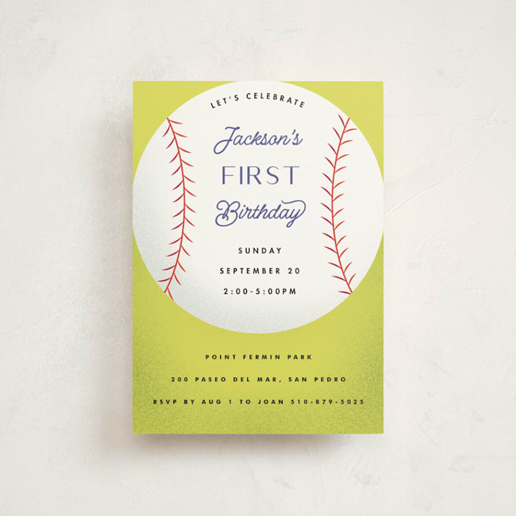 "baseball" - Children's Birthday Party Invitations in Grass by Becky Nimoy - Front