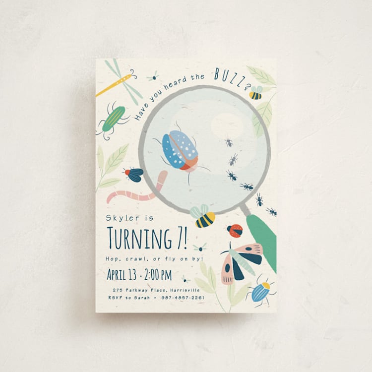 "Buzzing Birthday" - Children's Birthday Party Invitations in Dragonfly by Kiersten Garner - Front