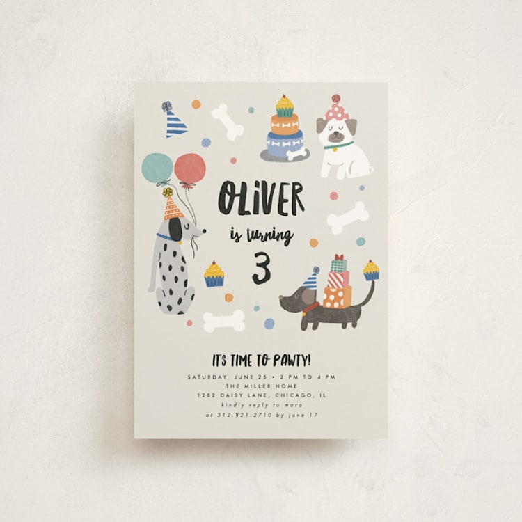 "Party Puppers" - Children's Birthday Party Invitations in Classic by Lehan Veenker - Front