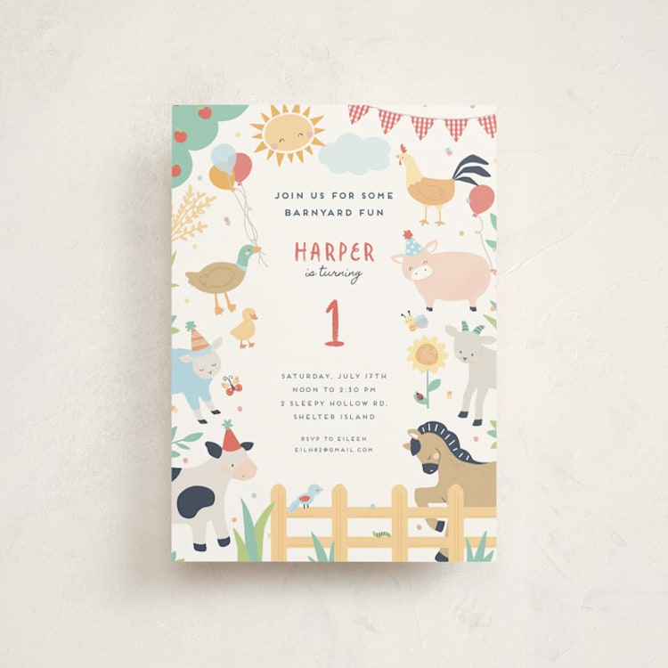 "barnyard fun" - Children's Birthday Party Invitations in Barn by peetie design - Front