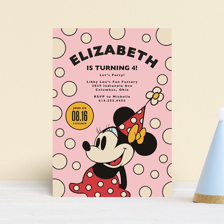"Disney Vintage Minnie" - Children's Birthday Party Invitations in Blush by Heather Schertzer - Front