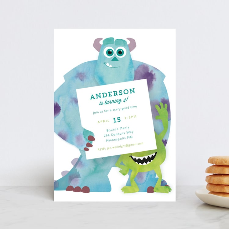 "Disney and Pixar's Monster's Inc Party" - Children's Birthday Party Invitations in Marshmallow by Holly Whitcomb - Front