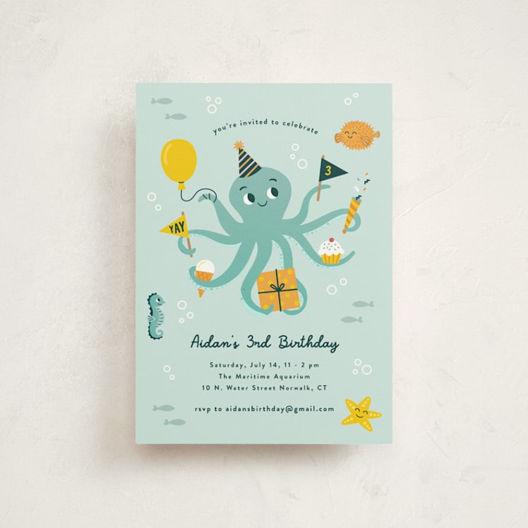 "Underwater fun" - Children's Birthday Party Invitations in Sea by Annie Holmquist - Front