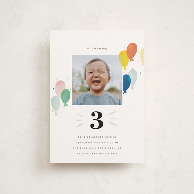 "balloon overlay" - Children's Birthday Party Invitations in Sea by Stephanie Hawkes - Front