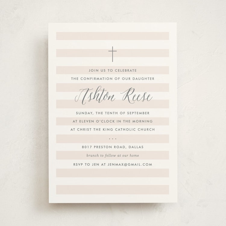 "Sleek" - Confirmation Invitations in Blush by Lauren Chism - Front