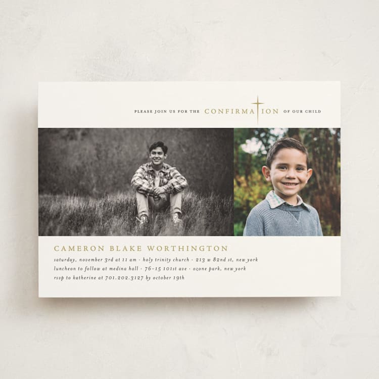 "Simple Faith" - Confirmation Invitations in Mustard by fatfatin - Front