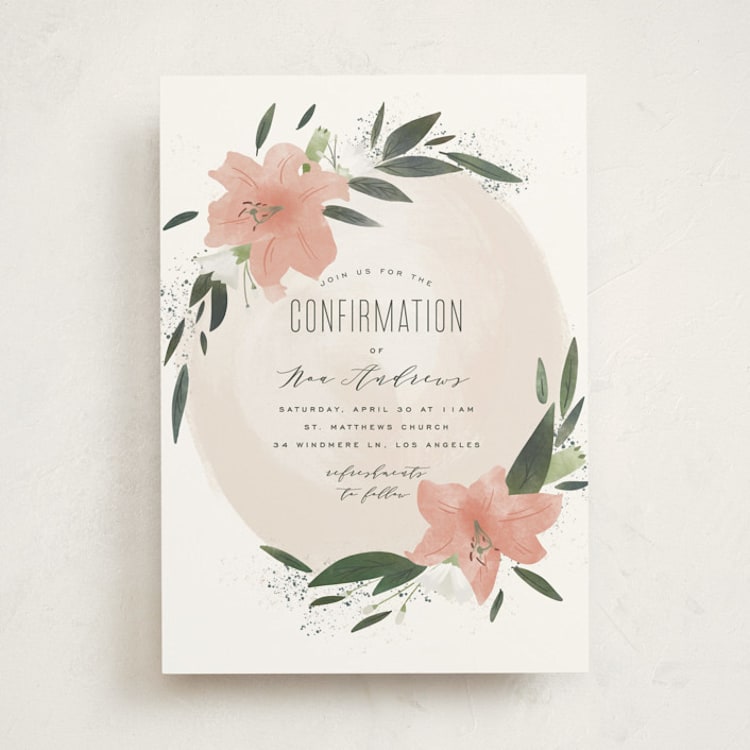 "Floral Burst" - Confirmation Invitations in Blush by Leah Bisch - Front