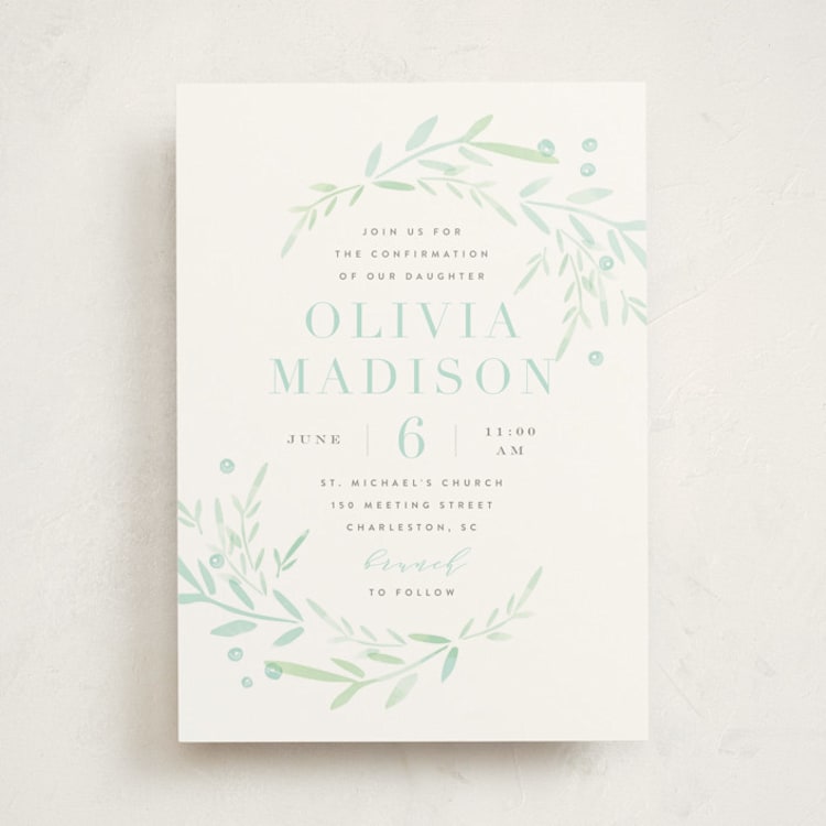"Garden Frame" - Confirmation Invitations in Sky by Kristie Kern - Front