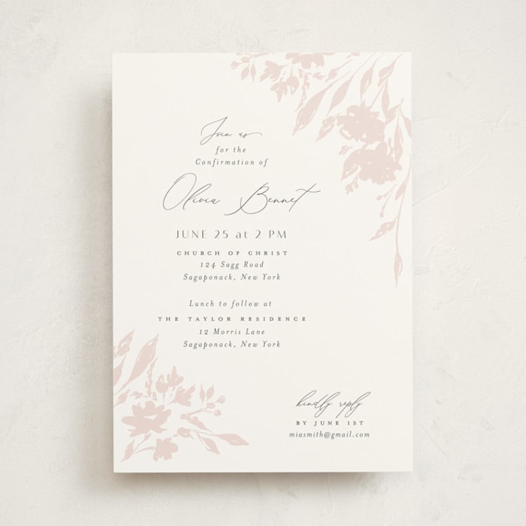 "blushed" - Confirmation Invitations in Peony by Nicoletta Savod - Front