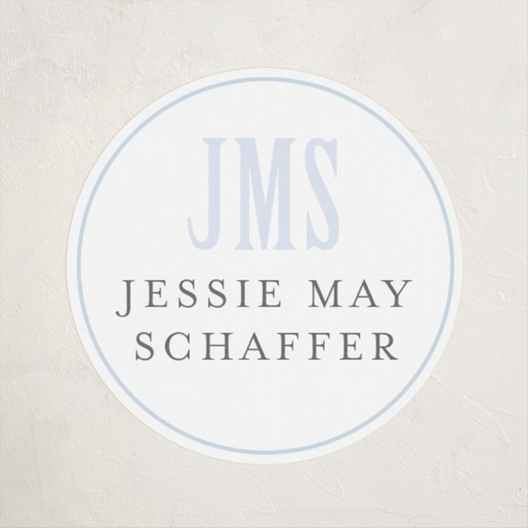 "Classic monogram" - Custom Name Labels in Sky by Erin Hodges - Front