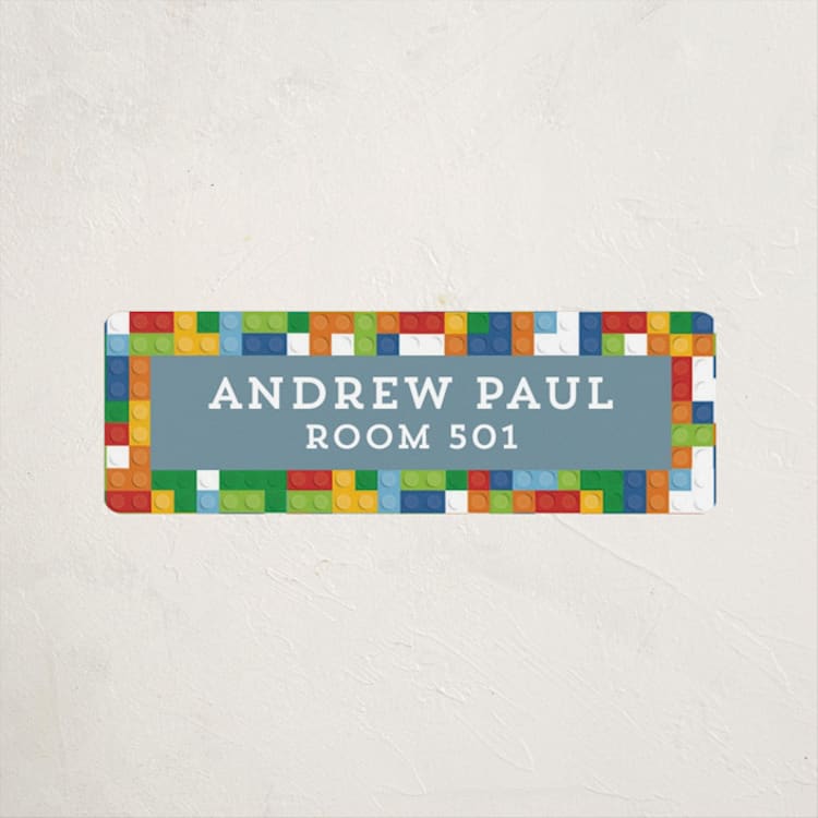 "Building Blocks" - Custom Name Labels in Brights by Michelle Taylor - Front
