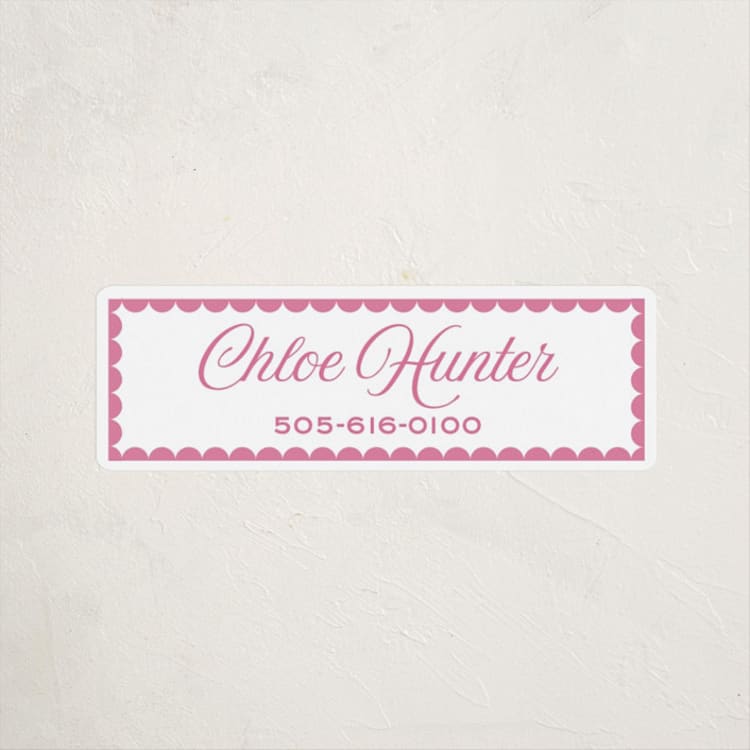 "Scalloped Trim" - Custom Name Labels in Hibiscus by Alexandra Cohn - Front
