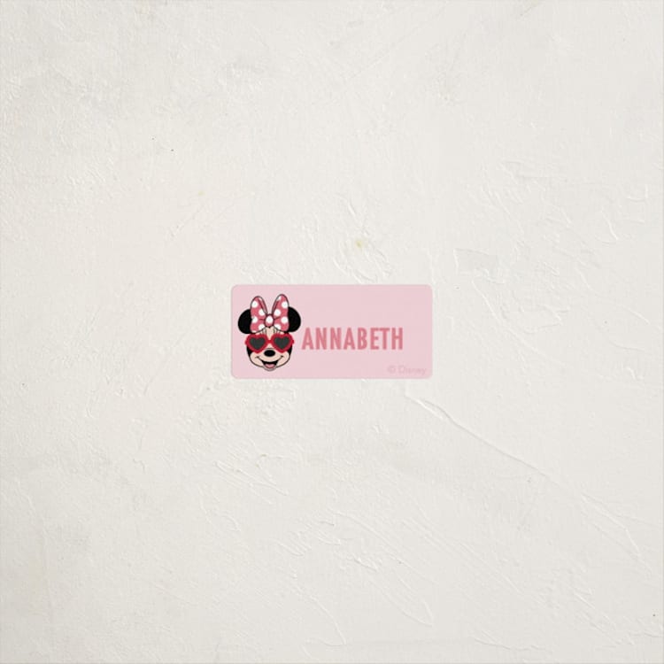 "Shine Bright Disney Minnie Mouse" - Custom Name Labels in Bubblegum by Kacey Kendrick Wagner - Front