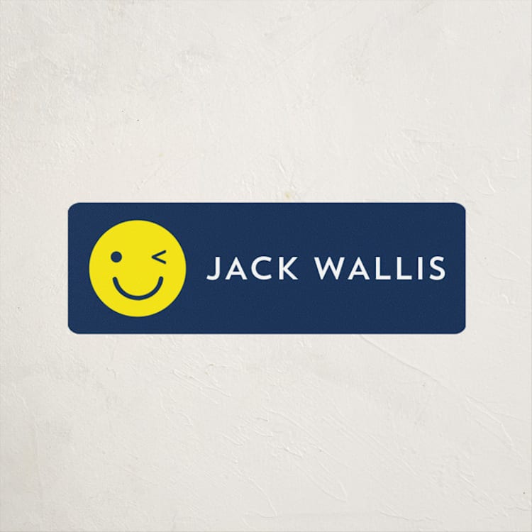 "Emoji Party" - Custom Name Labels in Navy by Baumbirdy - Front