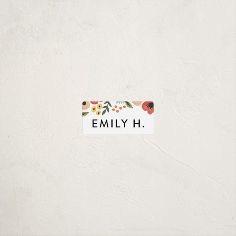 "Watercolor Flowers" - Custom Name Labels in Ruby by Haley McCoy - Front