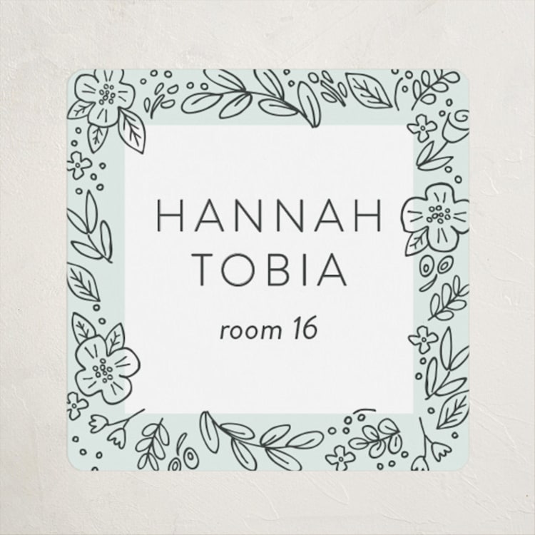 "Doodle Frame" - Custom Name Labels in Mint by Hooray Creative - Front