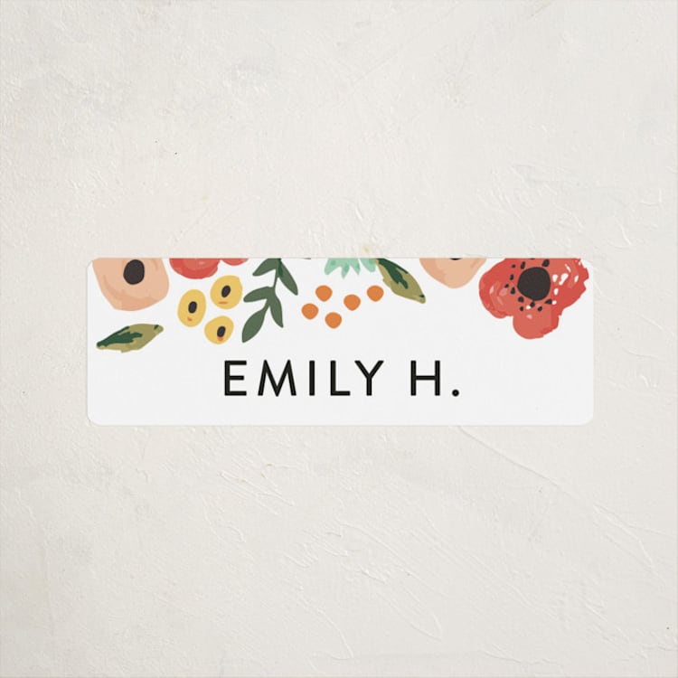 "Watercolor Flowers" - Custom Name Labels in Ruby by Haley McCoy - Front