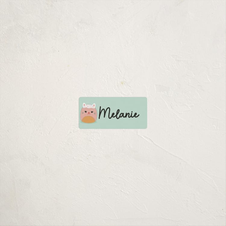 "Hugs & Squishes" - Custom Name Labels in Mint by Erica Krystek - Front
