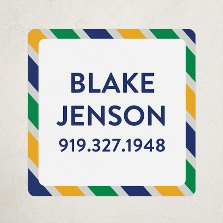 "Preppy Stripe" - Custom Name Labels in Seaweed by Jessica Ogden - Front