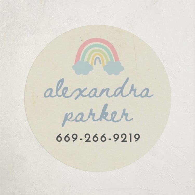 "Rainbow Sprinkles" - Custom Name Labels in Sweet Mint by Ilene Guy - Front