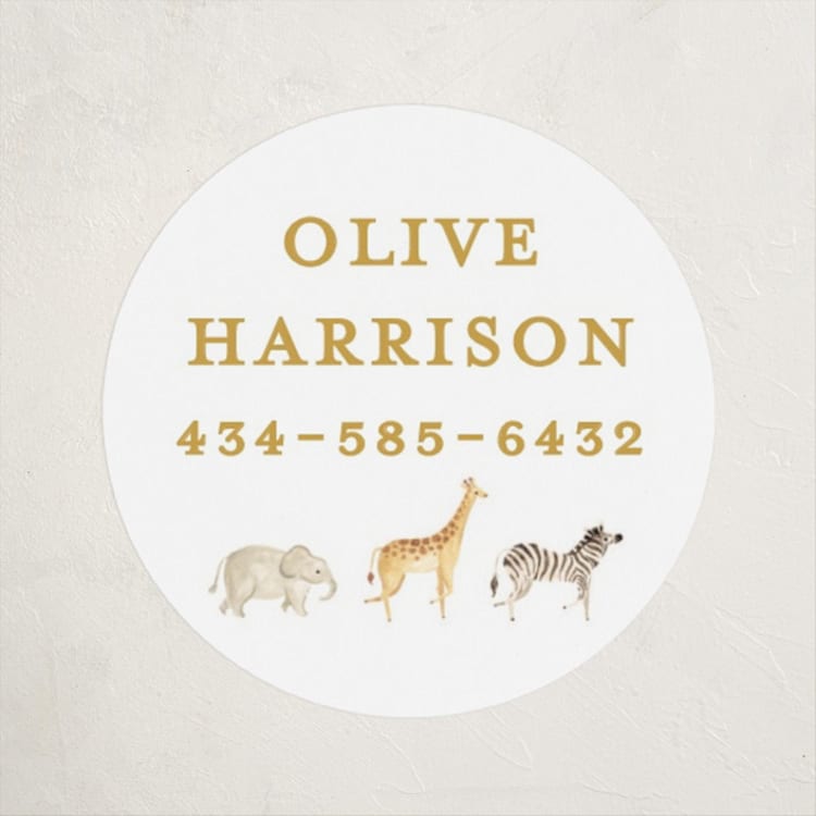 "Menagerie" - Custom Name Labels in Butter by Sarah Knight - Front