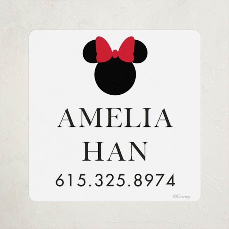 "Disney Simply Minnie" - Custom Name Labels in Strawberry by Julee London - Front
