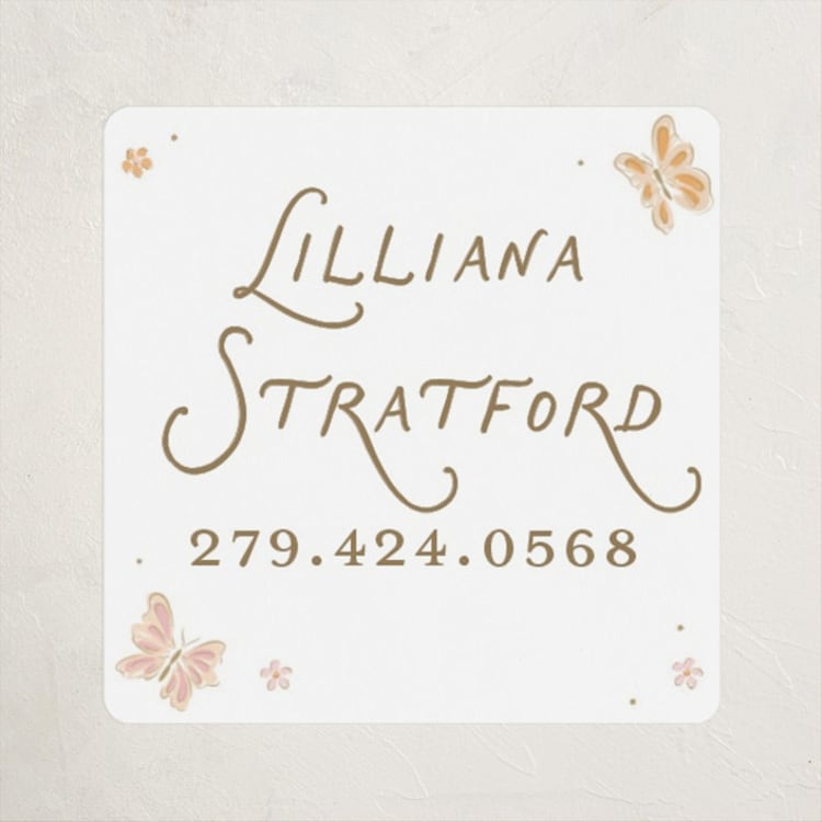 "Butterflies" - Custom Name Labels in Flutter by Erin German - Front