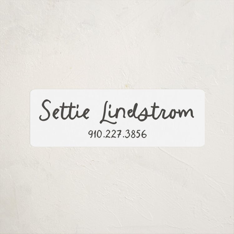 "Settie" - Custom Name Labels in Ink by Megan Davis - Front