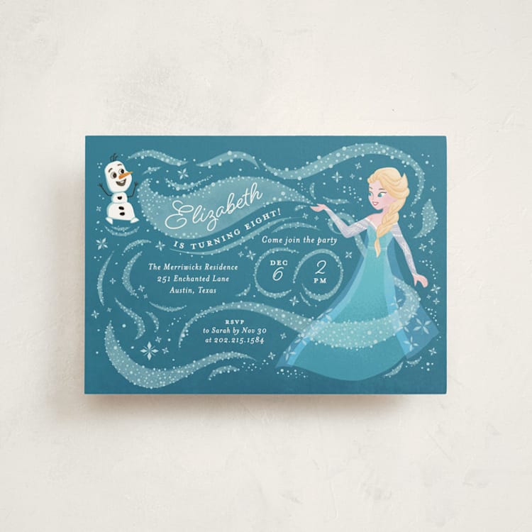 "Disney Frozen Snow Sparkles" - Children's Birthday Party Invitations in Frosty by curiouszhi - Front
