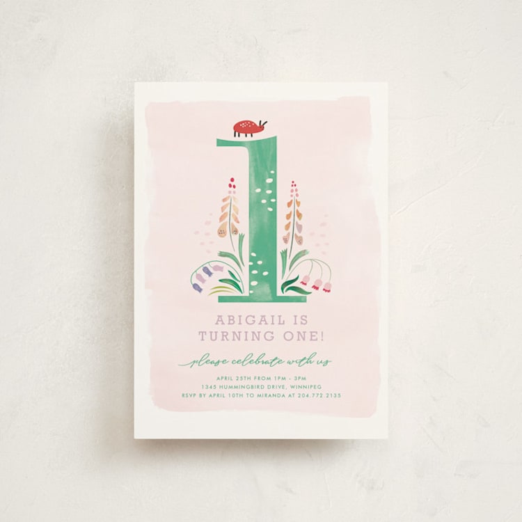 "Number One Bug" - Children's Birthday Party Invitations in Jade by Eve Schultz - Front