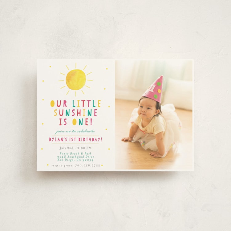 "Little Sunshine" - Children's Birthday Party Invitations in Petal by Little Print Design - Front