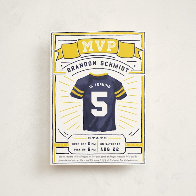 "MVP Collectors Card" - Children's Birthday Party Invitations in School Bus by Shiny Penny Studio - Front