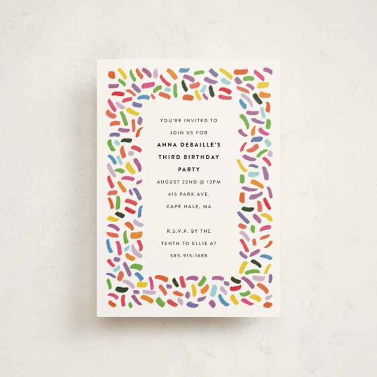 "Confetti Sprinkle" - Children's Birthday Party Invitations in Gumdrops by Up Up Creative - Front