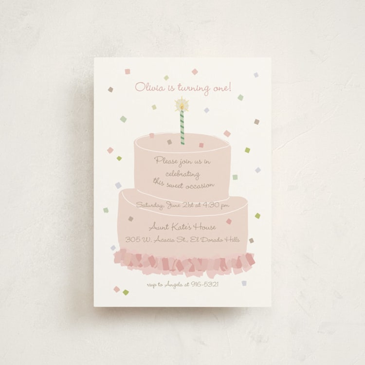 "Confetti Party" - Children's Birthday Party Invitations in Blush by Tina Faselli - Front