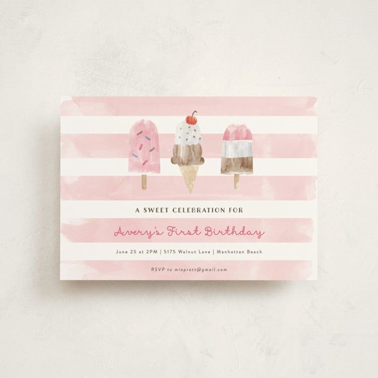 "Sweet Treats" - Children's Birthday Party Invitations in Bubblegum by Shirley Lin Schneider - Front