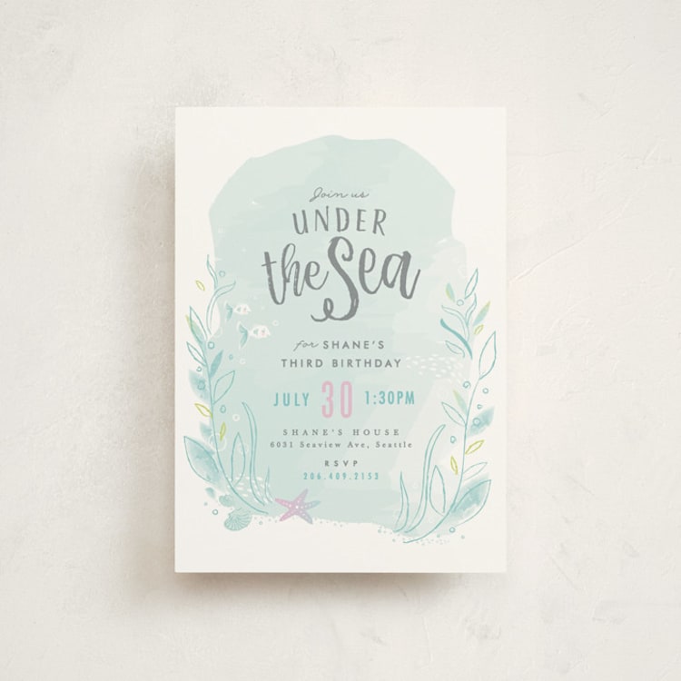 "Under The Sea" - Children's Birthday Party Invitations in Pond by Karidy Walker - Front