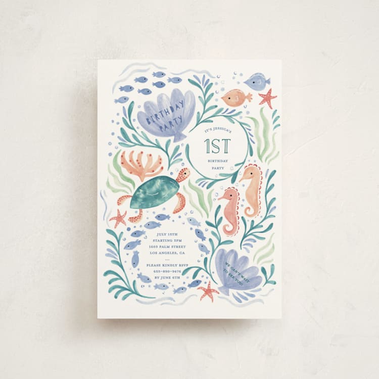 "Sea Party" - Children's Birthday Party Invitations in Lavender Waters by Sarah Knight - Front