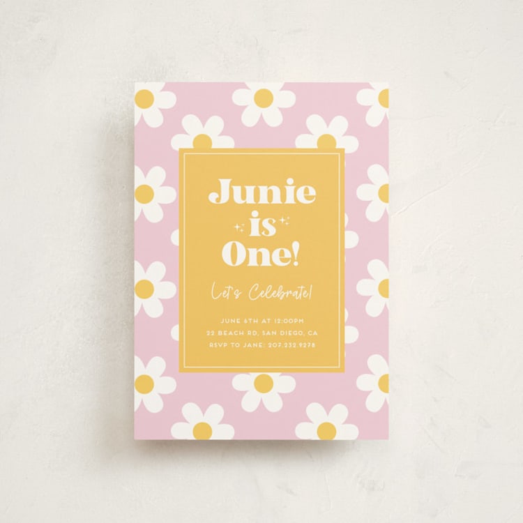 "Daisys" - Children's Birthday Party Invitations in Daisy by Little Print Design - Front