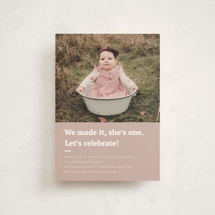 "Made it" - Children's Birthday Party Invitations in Blush by Adelyn T. - Front