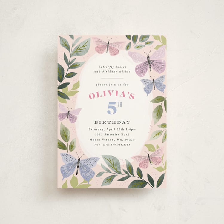 "butterfly kisses" - Children's Birthday Party Invitations in Petal by Karidy Walker - Front