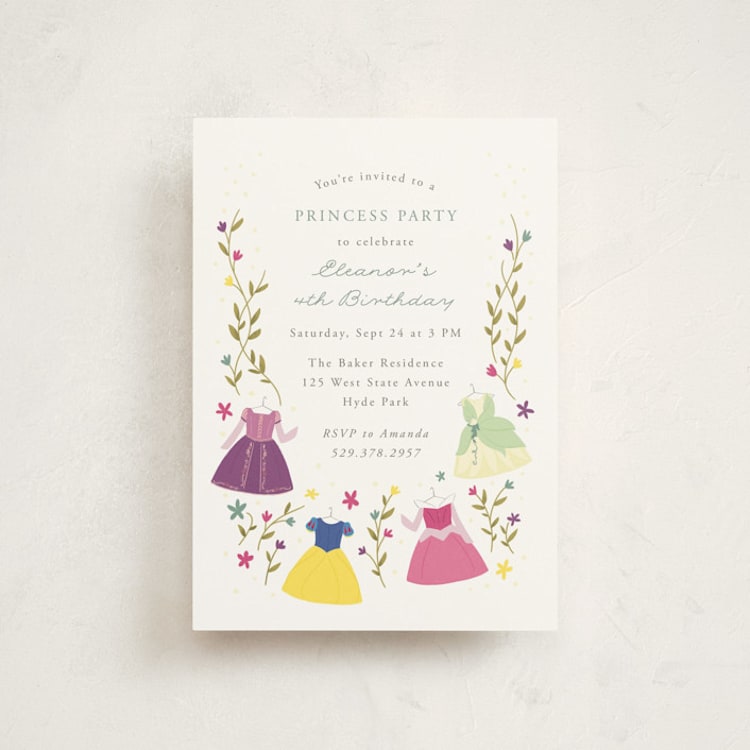 "Disney Princess Party" - Children's Birthday Party Invitations in Silk by JeAnna Casper - Front
