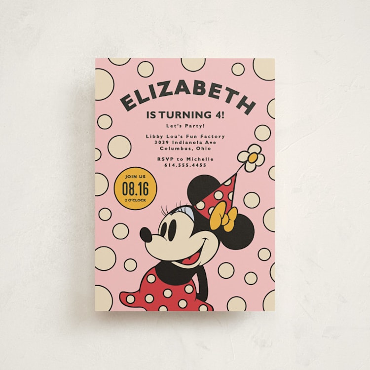 "Disney Vintage Minnie" - Children's Birthday Party Invitations in Blush by Heather Schertzer - Front