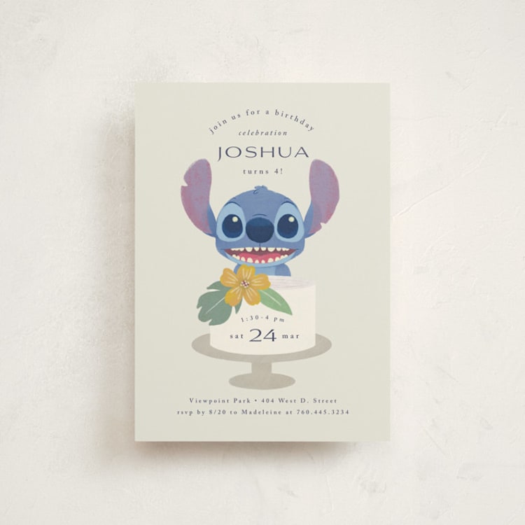 "Disney Keiki Cake" - Children's Birthday Party Invitations in Coconut by Griffinbell Paper Co. - Front