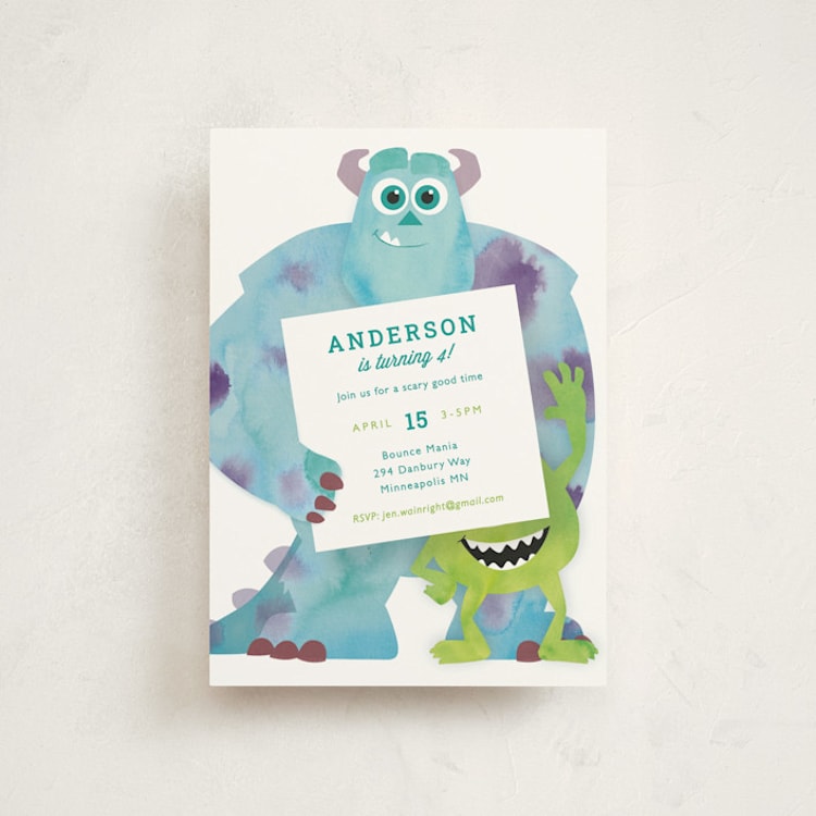 "Disney and Pixar's Monster's Inc Party" - Children's Birthday Party Invitations in Marshmallow by Holly Whitcomb - Front