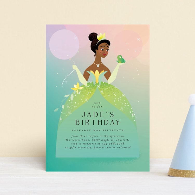 "Tiana from Disney's The Princess And The Frog" - Children's Birthday Party Invitations in Spearmint by lori jacobs wemple - Front