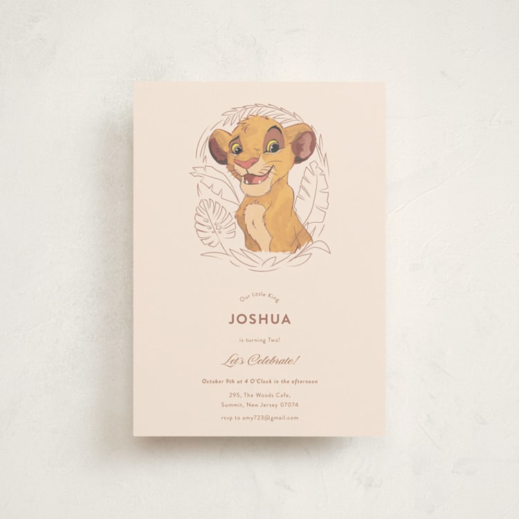 "Simba from Disney's The Lion King" - Children's Birthday Party Invitations in Bamboo by Teju Reval - Front