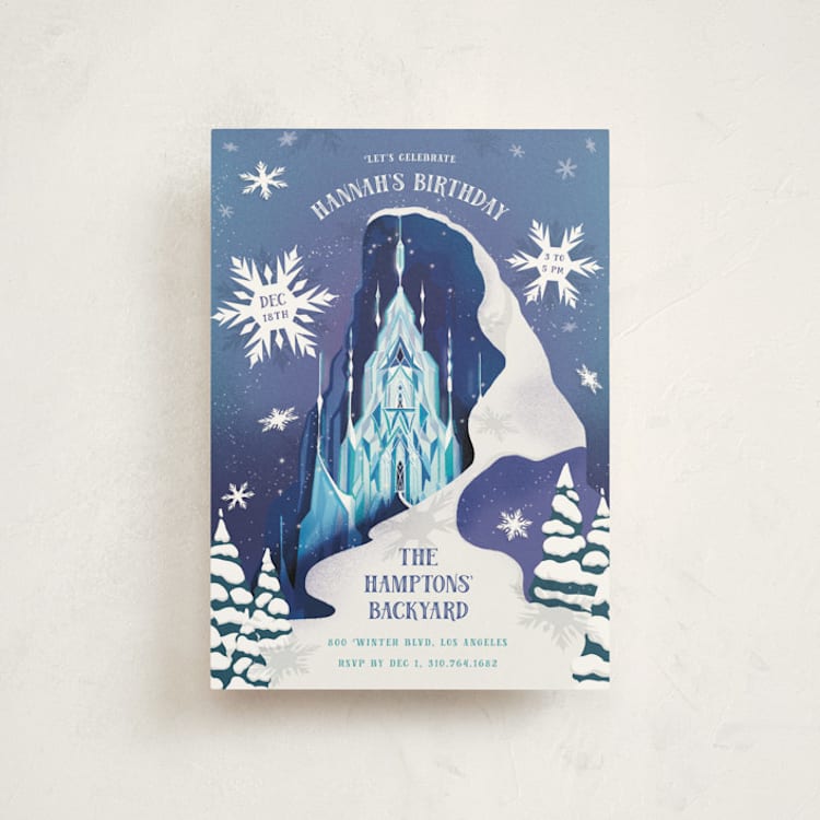 "Elsa's Ice Castle from Disney's Frozen" - Children's Birthday Party Invitations in Majestic by Becky Nimoy - Front